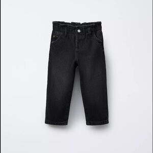 Zara kids, black, heart pocket paperbag jeans, size 6 years